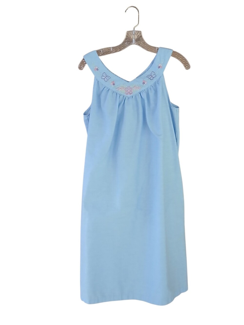 Simply Basic Light Blue Embroidered House Dress/Nightgown Medium